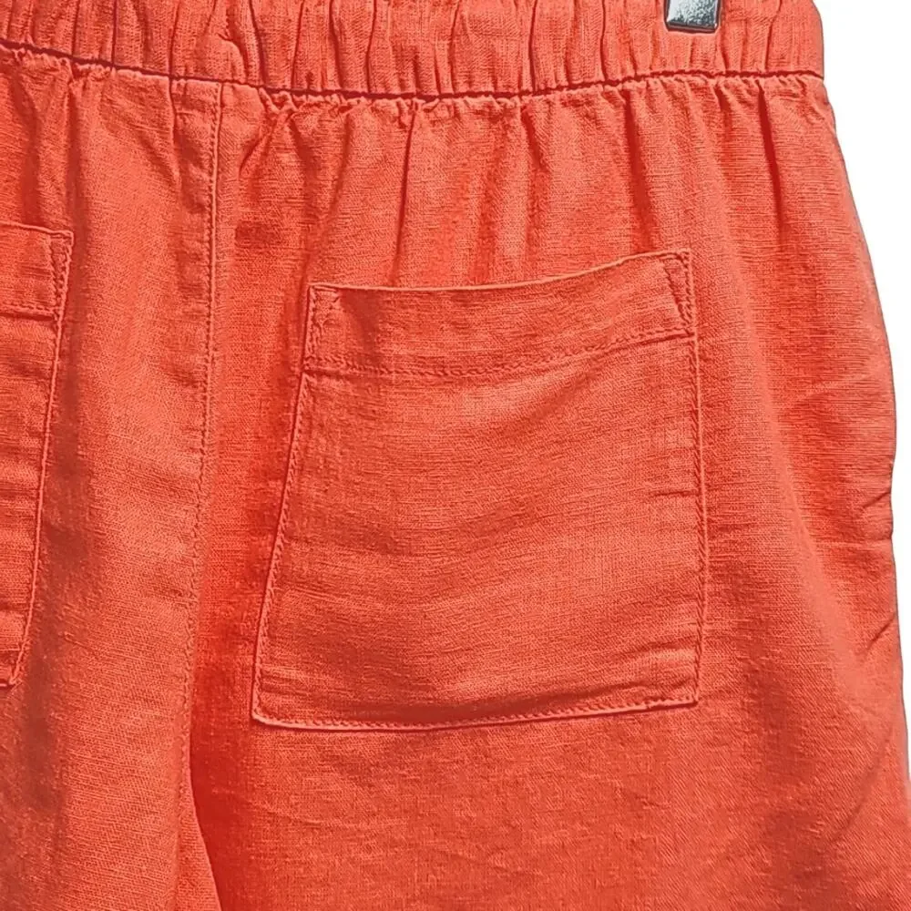 GAP Womens Linen/Rayon Blend Elastic Waist 4 Pocket Coral Shorts Size S (NWT)